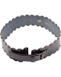 See By Chloé Scalloped Belt With Studs In Leather Belt - Black