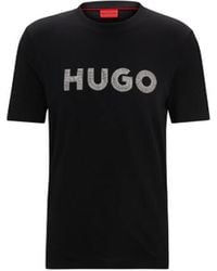 BOSS - T-shirt T-SHIRT NOIR REGULAR FIT EN JERSEY DE COTON AVEC LOGO A - Lyst