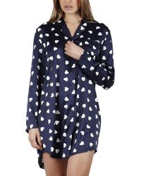 Admas Pyjama's / Nachthemden Nachthemd Met Lange Mouwen Love Heart - Blauw