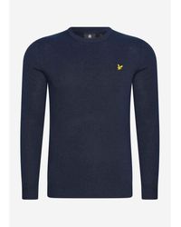 Lyle & Scott - Pull Pull en coton mérinos à col ras du cou - marine foncé - Lyst