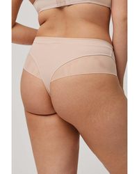 Ysabel Mora - Strings String Taille Haute En Microfibre Nude - Lyst