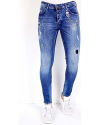 Local Fanatic Slim fit jeans jeans mit farbspritzer - Blau