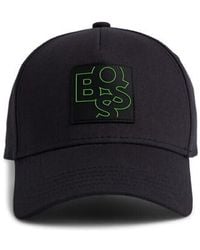 BOSS - Casquette Casquette noire en twill de coton avec badge à logo rev - Lyst
