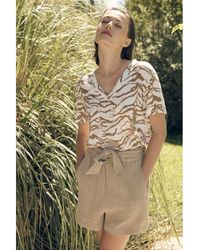 Le Temps Des Cerises - Short Short houx beige sable en gaze de coton - Lyst