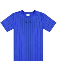 Karlkani - T-shirt T-SHIRT SMALL SIGNATURE PINSTRIPE TEE BLEU - Lyst
