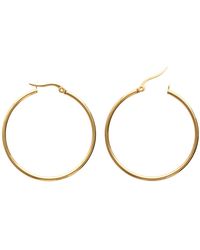 Brillaxis - Boucles oreilles Créoles acier doré 40mm fil rond 2 mm - Lyst