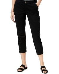 Maison Jules Wo Trousers Size 4x27 Slim Ankle Chino Stretch Cropped Trousers - Black