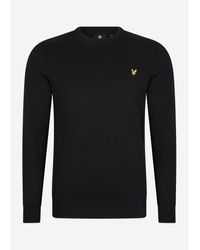 Lyle & Scott - Pull Pull en coton mérinos à col ras du cou - noir de jais - Lyst