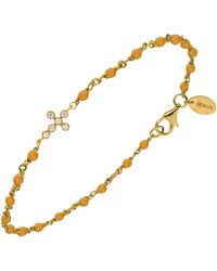 Orusbijoux - Bracelets Bracelet Argent Doré Croix Zirconium Blanc Et Pierres œil - Lyst
