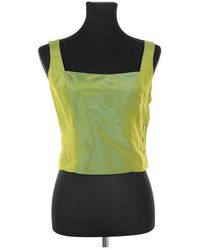 Tara Jarmon - Blouses Top sans manche en soie vert - Lyst