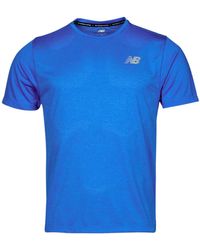 New Balance T-shirt Korte Mouw Impact Run Ss - Blauw