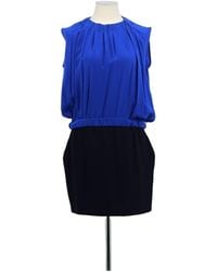 Maje - Robe courte Robe en soie bleue - Lyst