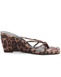 Vera Collection - Sandales Compensées Mules Compensées À Entredoigts Multi Brides, Léopard - Lyst