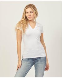 EAX - T-shirt T-shirt Armani coupe slim avec col en V en jersey stretch - Lyst