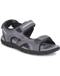 Heren Schoenen voor voor Sandalen Geox Uomo Sandal Strada Sandalen in het Zwart voor heren badslippers en teenslippers voor Leren sandalen 
