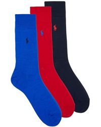 Polo Ralph Lauren - Chaussettes hautes MERCERZD CTN CREW SOCK 3 PACK - Lyst