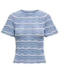 ONLY - Pull Anna Sofia Life Knit - Forever Blue/Cloud Dancer - Lyst