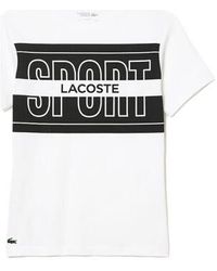 Lacoste - T-shirt T-SHIRT SPORT REGULAR FIT EN COTON BLANC - Lyst