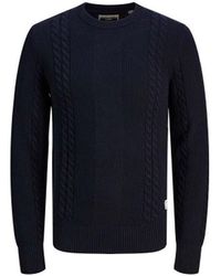 Jack & Jones - Pull 12242948 GRID CABLE CREW-NAVY BLAZER - Lyst