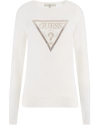 Guess - Sweat-shirt Ls Rn Diane Triangle Logo Swtr - Lyst