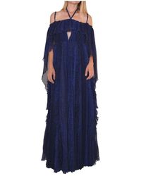 Ralph & Russo Silk Ball Cape Gown Fr 38 (us 6) Long Dress - Blue