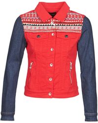 Veste en jean oversize bi-matière Desigual - Veste en jeans Femme Desigual  - Iziva.com