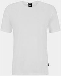 BOSS - T-shirt - T-shirt coupe slim à col rond en coton - Lyst