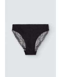Ysabel Mora - Slips Culotte Brésilienne Coton Découpé Au Laser Avec Dentelle - Lyst