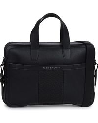 Tommy Hilfiger Business Leather Computertas in het Zwart voor heren en laptoptassen voor Heren Tassen voor voor Akte 