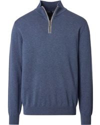 CASA MODA - Pull Pull-over Demi-Zip Solid Bleu - Lyst
