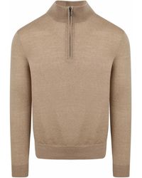 Suitable - Sweatshirts Pull Half Zip Laine Mérinos Beige - Lyst