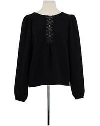 Sezane - Blouses T-shirt en coton noir - Lyst