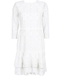 Lauren by Ralph Lauren Korte Jurk Long Sleeve-lace Day Dress - Wit