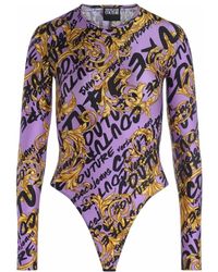 Femme Vêtements Articles de lingerie Bodys Justaucorps lustré mauve Synthétique Versace Jeans Couture en coloris Violet 