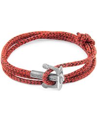 Anchor and Crew Bracelet Ancre Union Argent Et Corde Bracelets - Rouge