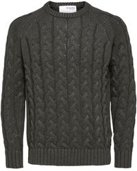 SELECTED - Pull SLHBILL LS KNIT CABLE CREW NECK W - 16086658 - Lyst
