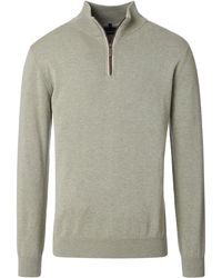 CASA MODA - Pull Pull-over Demi-Zip Solid Vert Clair - Lyst