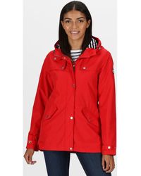 Regatta Bertille Waterproof Shell Jacket Navy Stripe Red Coat
