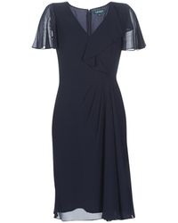Lauren by Ralph Lauren Lange Jurk Cutler Cap Sleeve Day Dress - Blauw