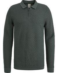Cast Iron - T-Shirt Long Sleeve Half Zip Poloshirt Structuur - Lyst