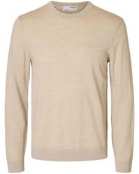 SELECTED - Pull 16094647 Tray Merino Crew-Oatmeal Melange - Lyst