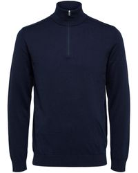 SELECTED - Sweat-shirt Berg Half Zip Cardigan Navy - Lyst