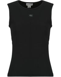 Calvin Klein - Top Sl Woven Label 2X2 Baby Rib Cuto - Lyst