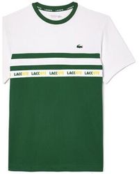 Lacoste - T-shirt T-SHIRT TENNIS EN PIQUÉ ULTRA-DRY VERT À BANDE SIGLÉ - Lyst