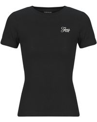 Guess - T-Shirt Korte Mouw Ss Cn Snap Embro Slim Top - Lyst