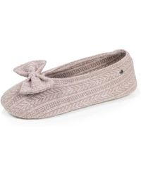 Isotoner - Chaussons Chaussons Ballerines Femme Grand Nœud Taupe - Lyst