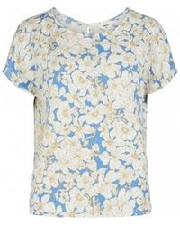 Object - Blouses Top Victoria S/S - Marine /Flowers - Lyst