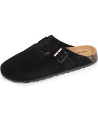 Isotoner - Chaussons Chaussons Mules en cuir, semelle extra souple - Lyst