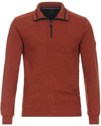 CASA MODA - Sweat-shirt Pull Demi-Zip Structure Rouge - Lyst