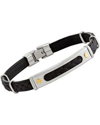 Jourden - Bracelets Bracelet acier cuir noir tressé - Lyst